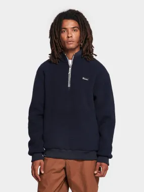 Penfield Mens 1/4 Zip Funnel Neck Fleece Navy Blue