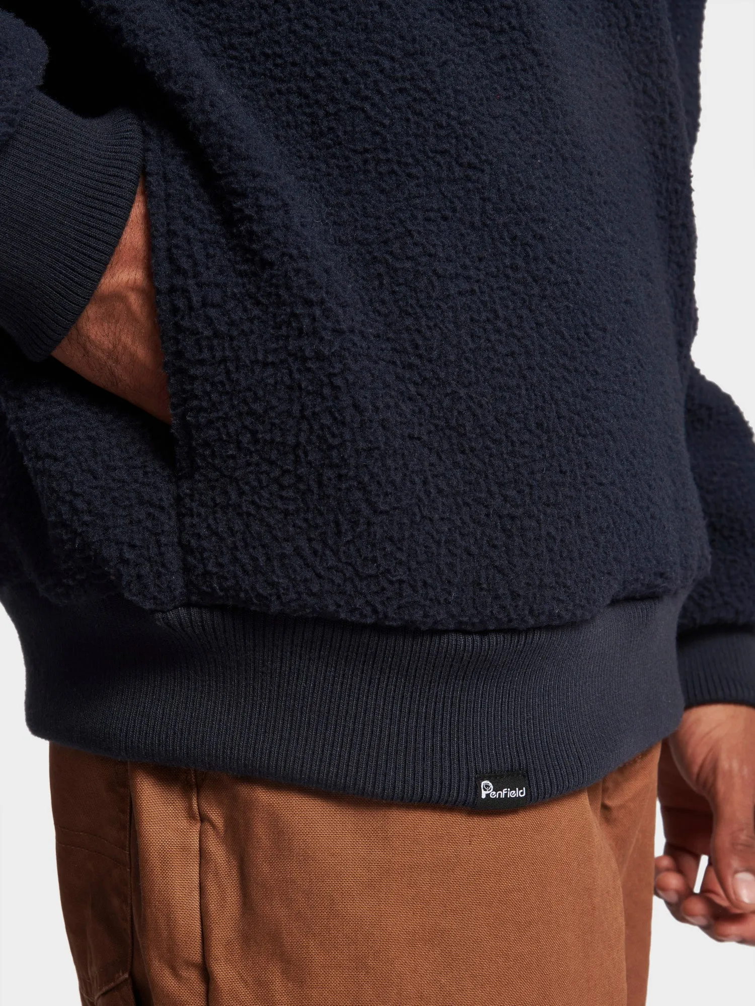 Penfield Mens 1/4 Zip Funnel Neck Fleece Navy Blue