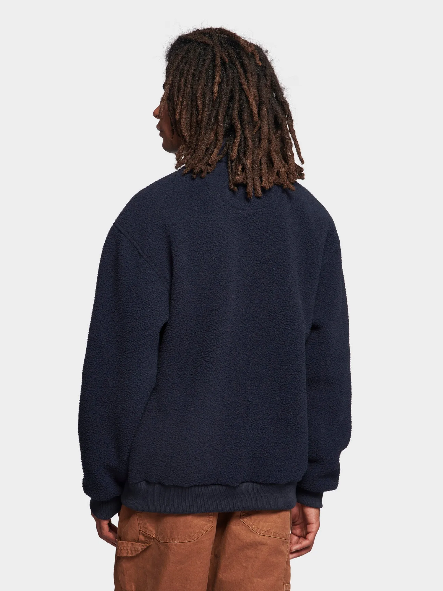 Penfield Mens 1/4 Zip Funnel Neck Fleece Navy Blue
