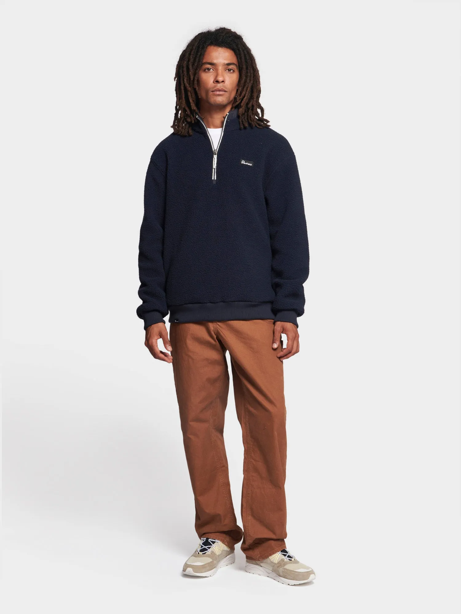 Penfield Mens 1/4 Zip Funnel Neck Fleece Navy Blue