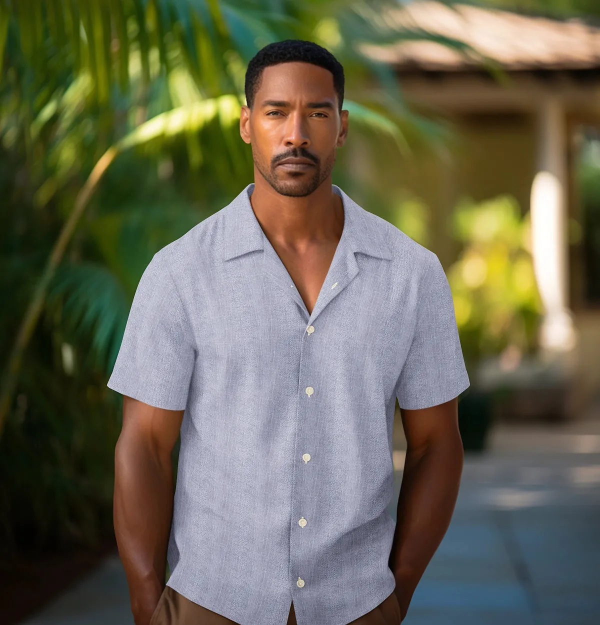 Pure Linen - Camp Collar - Short Sleeve - Lavender Mist
