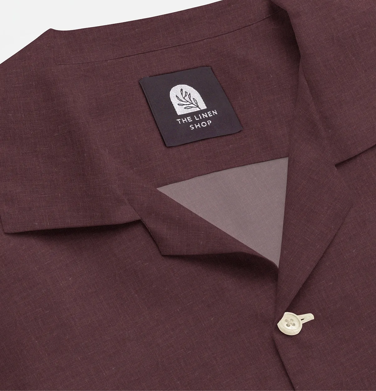 Pure Linen - Camp Collar - Short Sleeve - Maroon