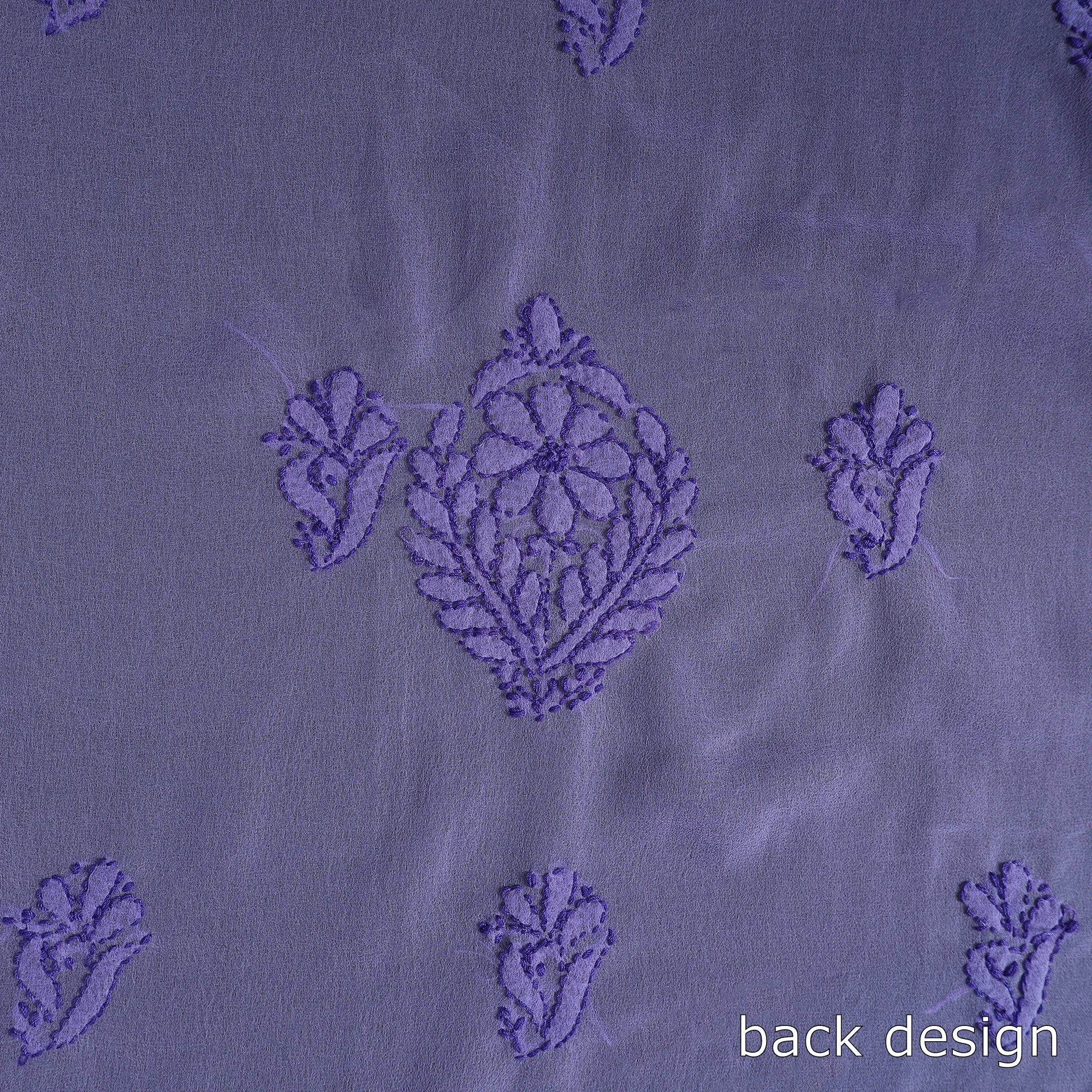 Purple - 3pc Hand Embroidery Georgette Chikankari Dress Material 19