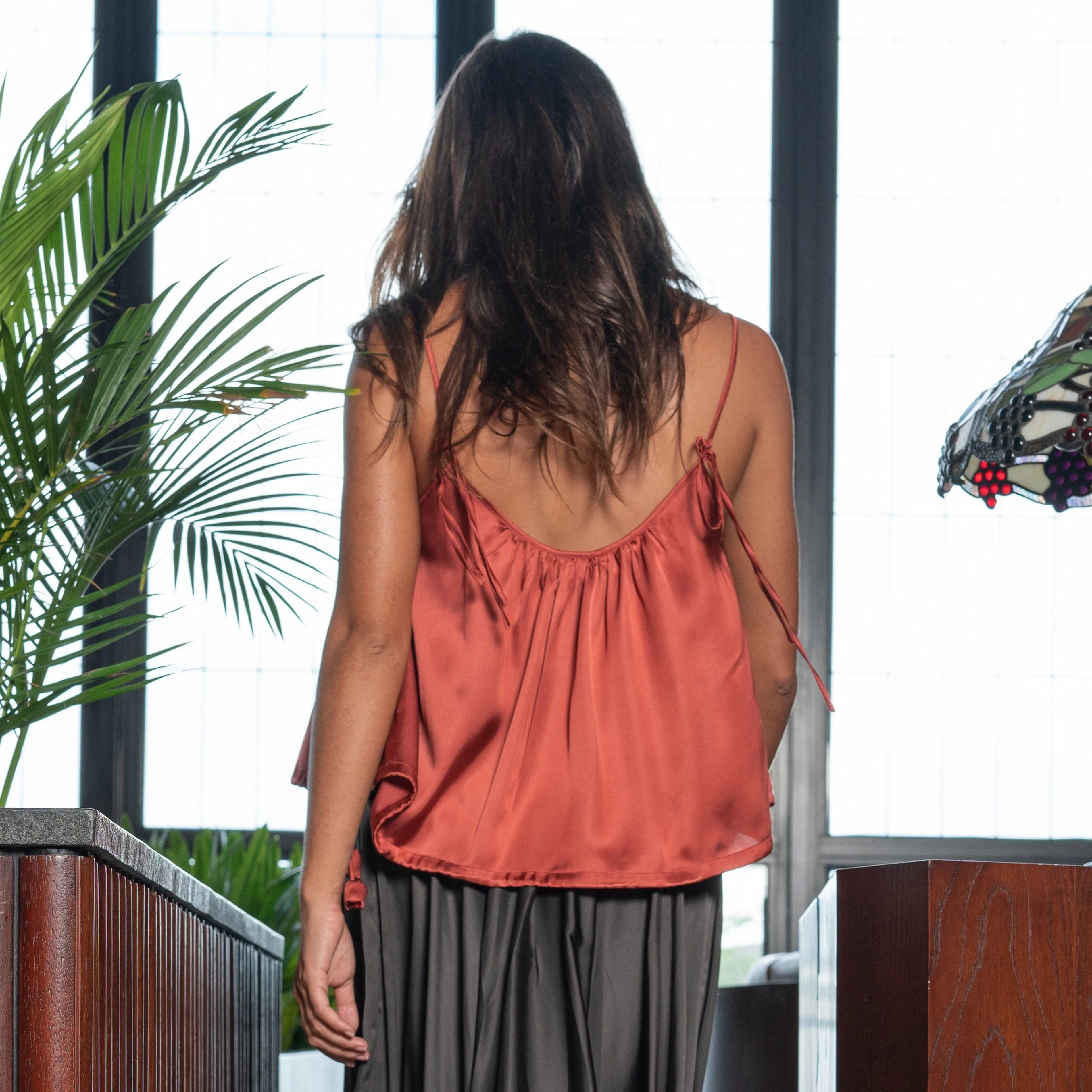RINKI FLOW STRING CAMISOLE - Viscose Satin | Dusty Rose