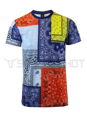 S11011 BANDANA PATCHWORK TEE (NAVY)
