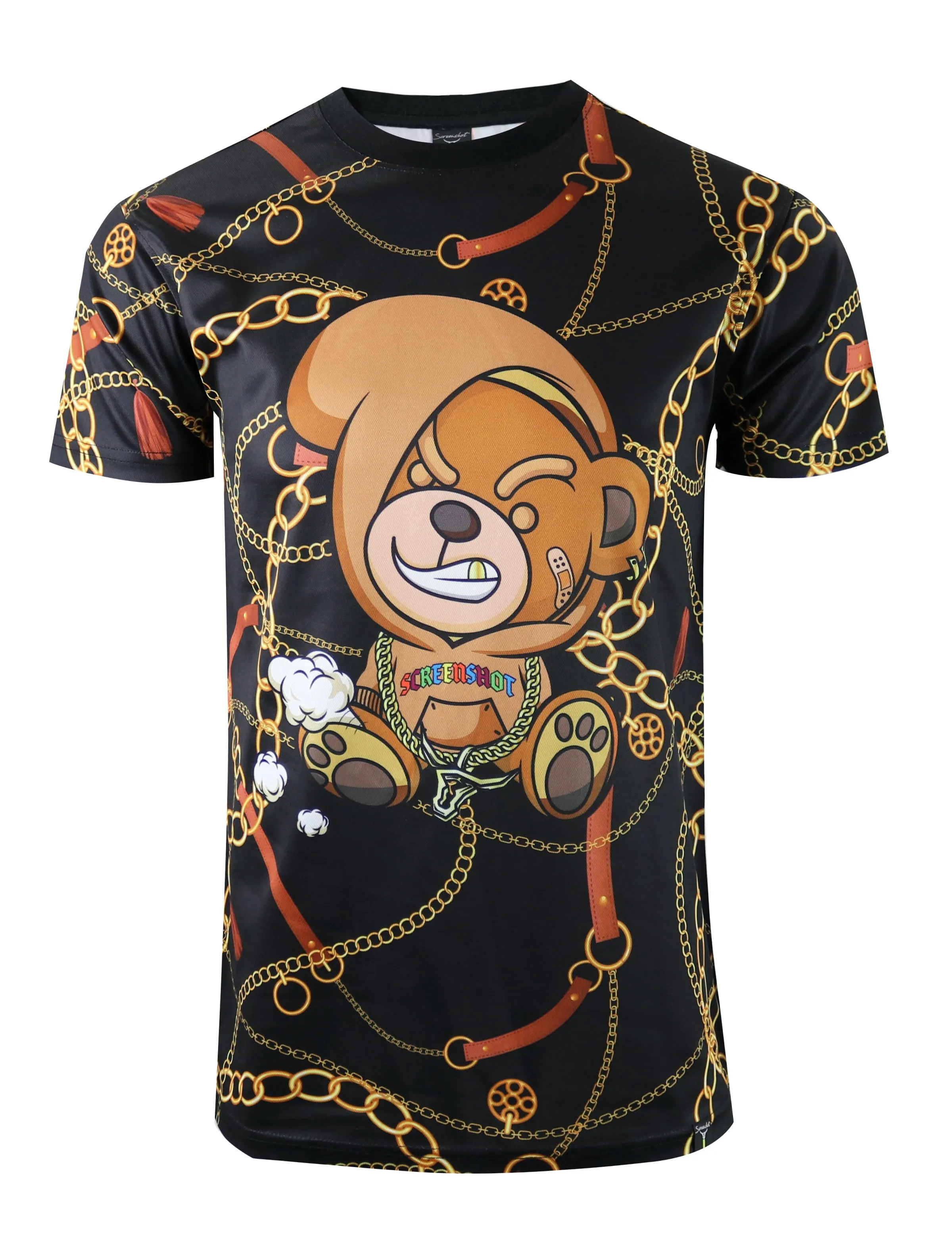 S11201 90'S RETRO PRINT TEE (BLACK/CHAIN)
