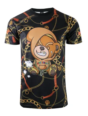 S11201 90'S RETRO PRINT TEE (BLACK/CHAIN)