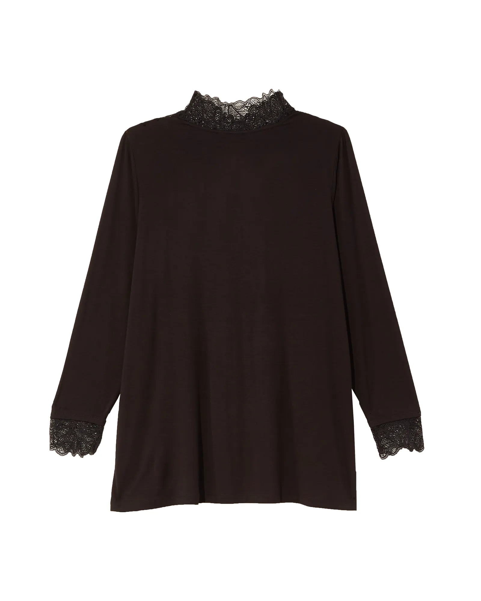 Samantha Lace Mock Neck Top | Black