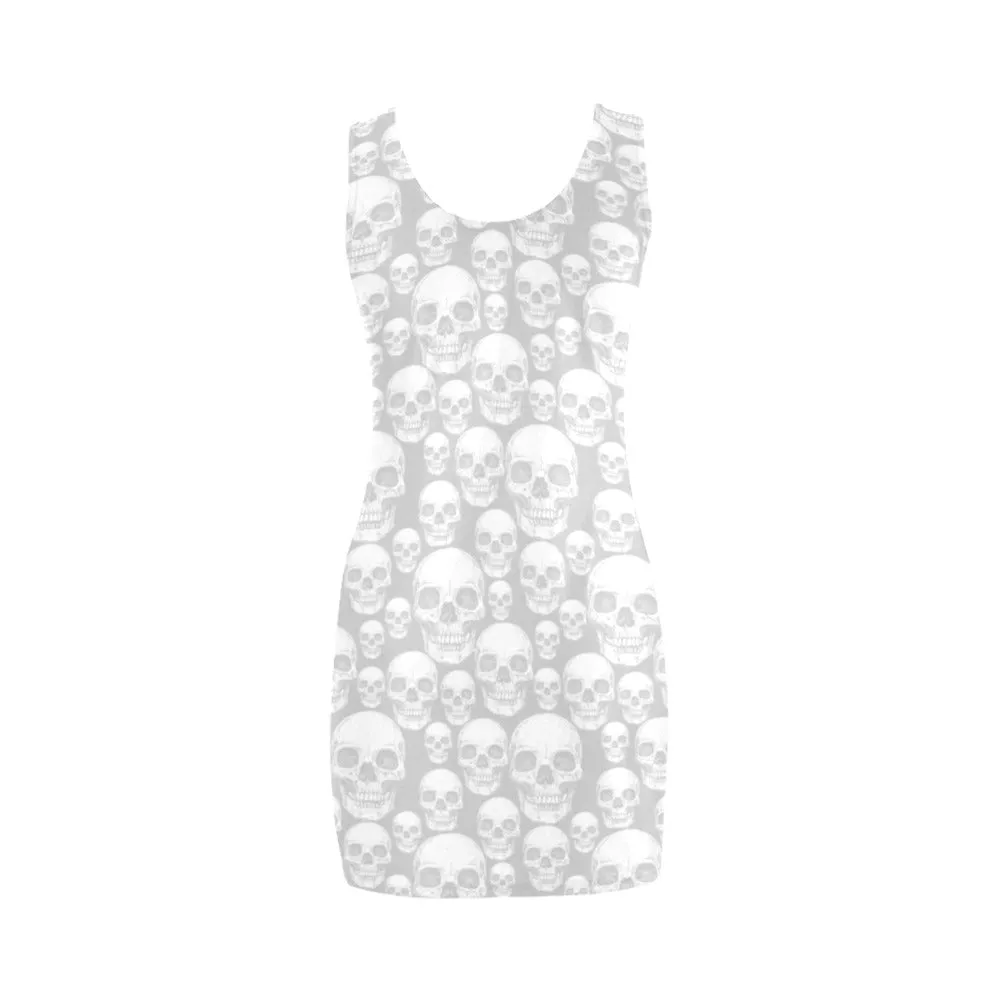 skull gray print Medea Vest Dress (Model D06)