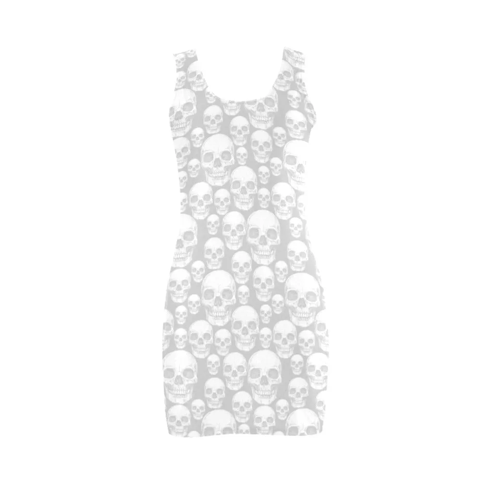 skull gray print Medea Vest Dress (Model D06)