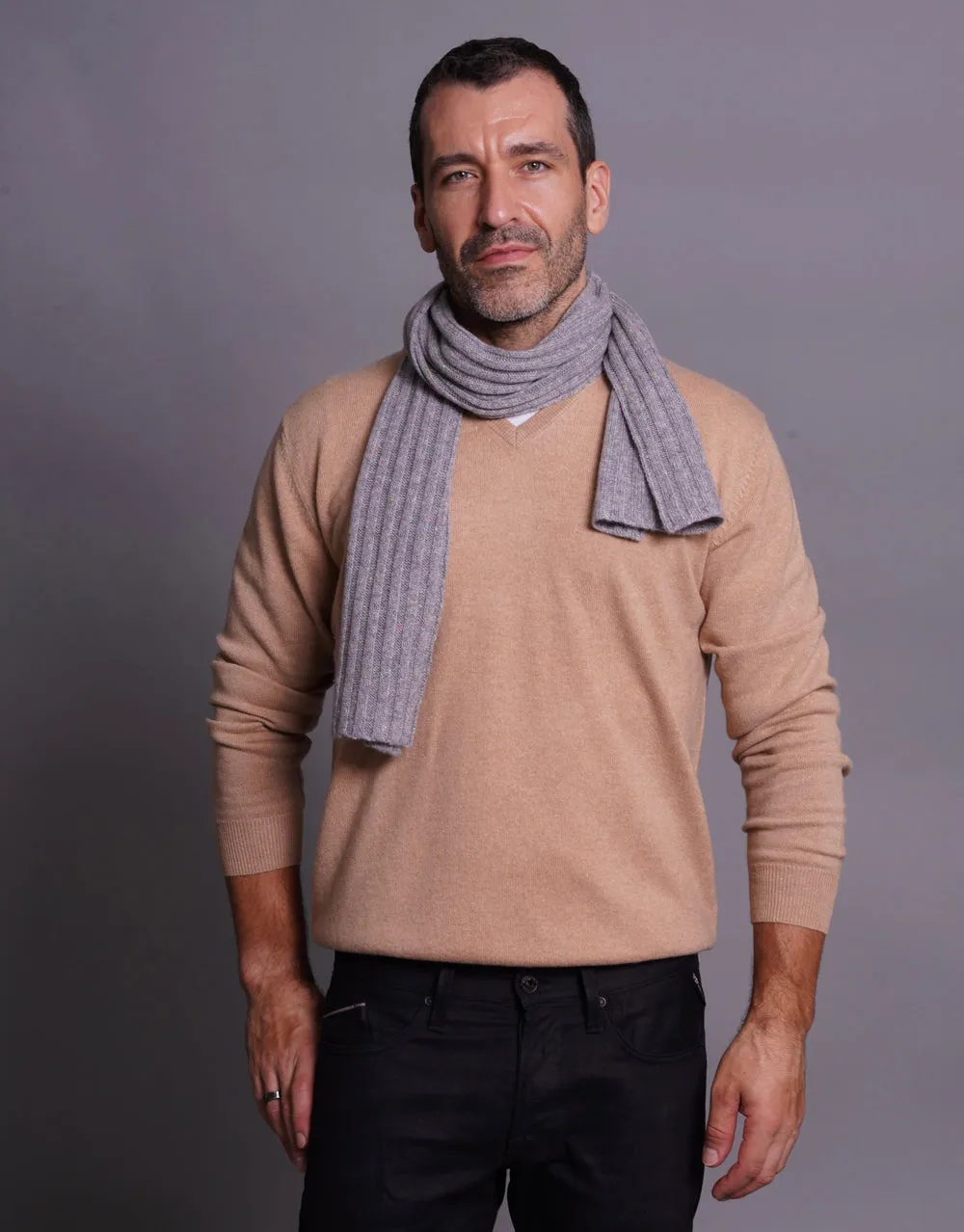 Small-Rib Cashmere Scarf in Festival