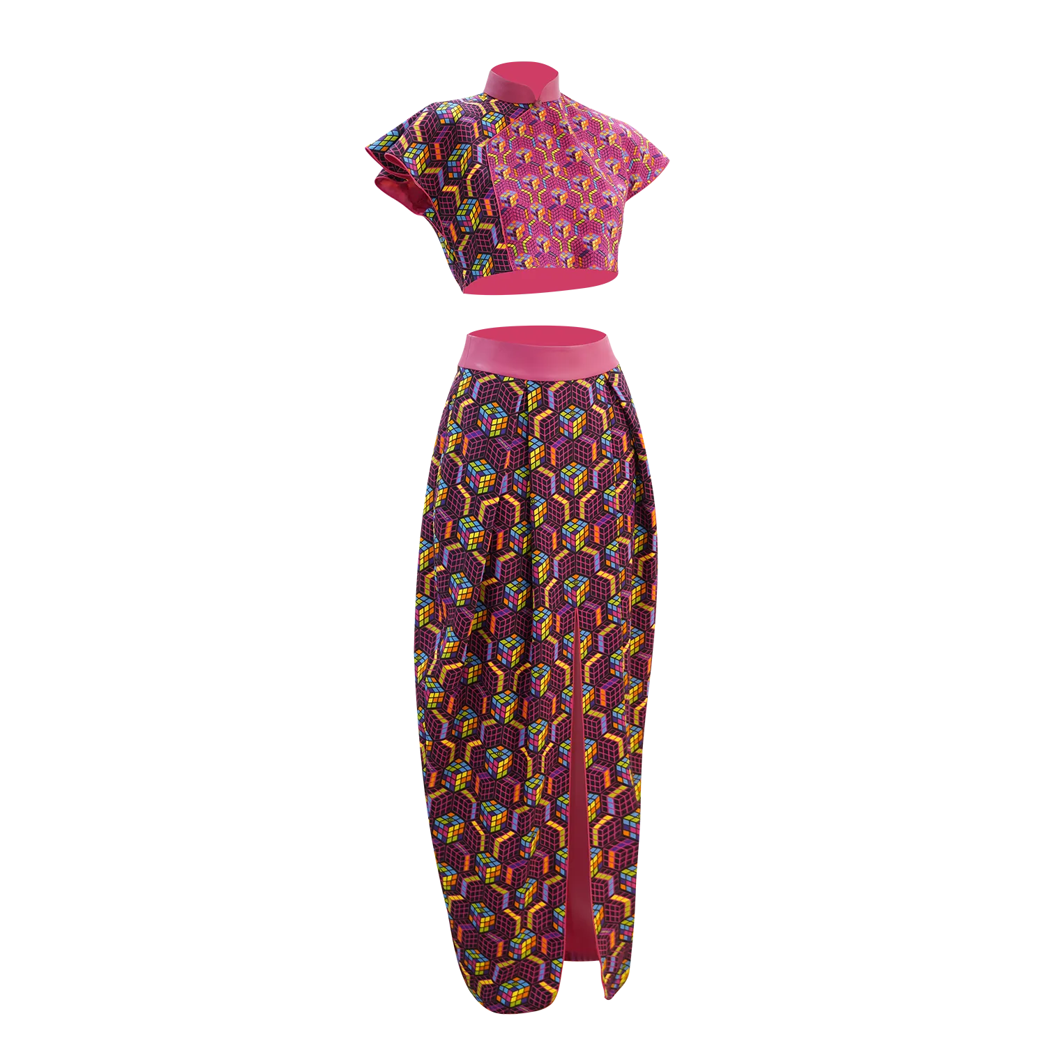 SPARKLE BY KAREN CHAN x  HK Heritage Museum【PUZZLE CUBE】100% Silk Cheongsam Cropped Top (Ruffle Sleeve) (我們的兒時玩意) (扭計骰)