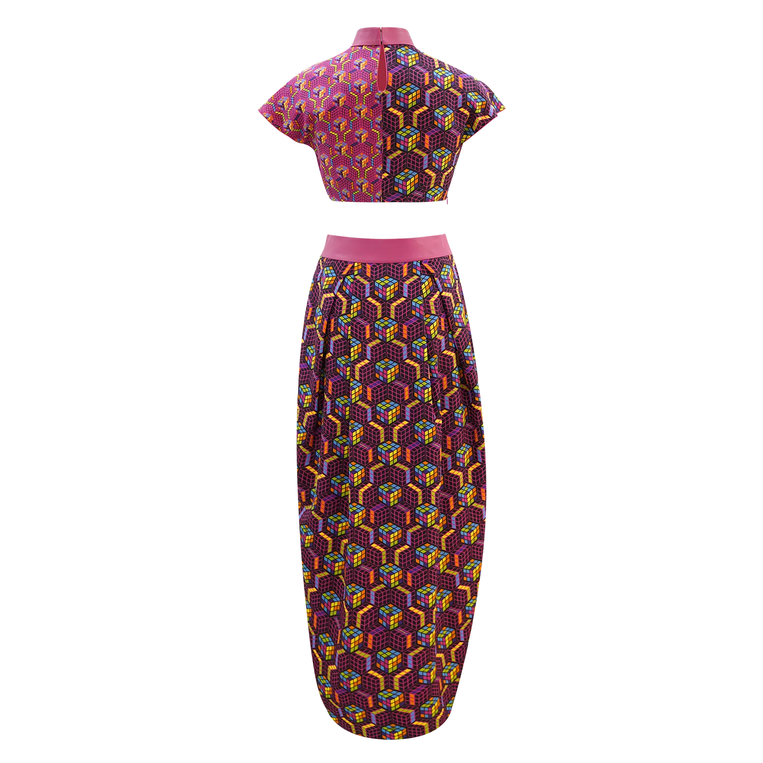 SPARKLE BY KAREN CHAN x  HK Heritage Museum【PUZZLE CUBE】100% Silk Cheongsam Cropped Top (Ruffle Sleeve) (我們的兒時玩意) (扭計骰)