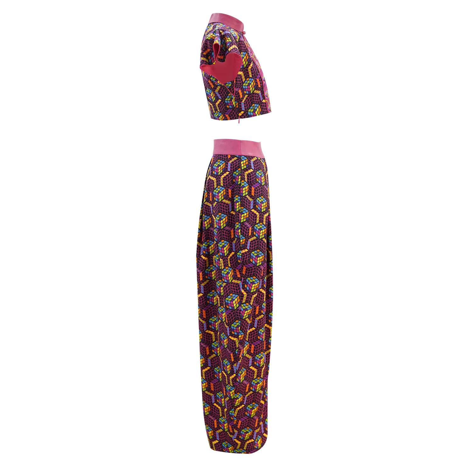 SPARKLE BY KAREN CHAN x  HK Heritage Museum【PUZZLE CUBE】100% Silk Cheongsam Cropped Top (Ruffle Sleeve) (我們的兒時玩意) (扭計骰)