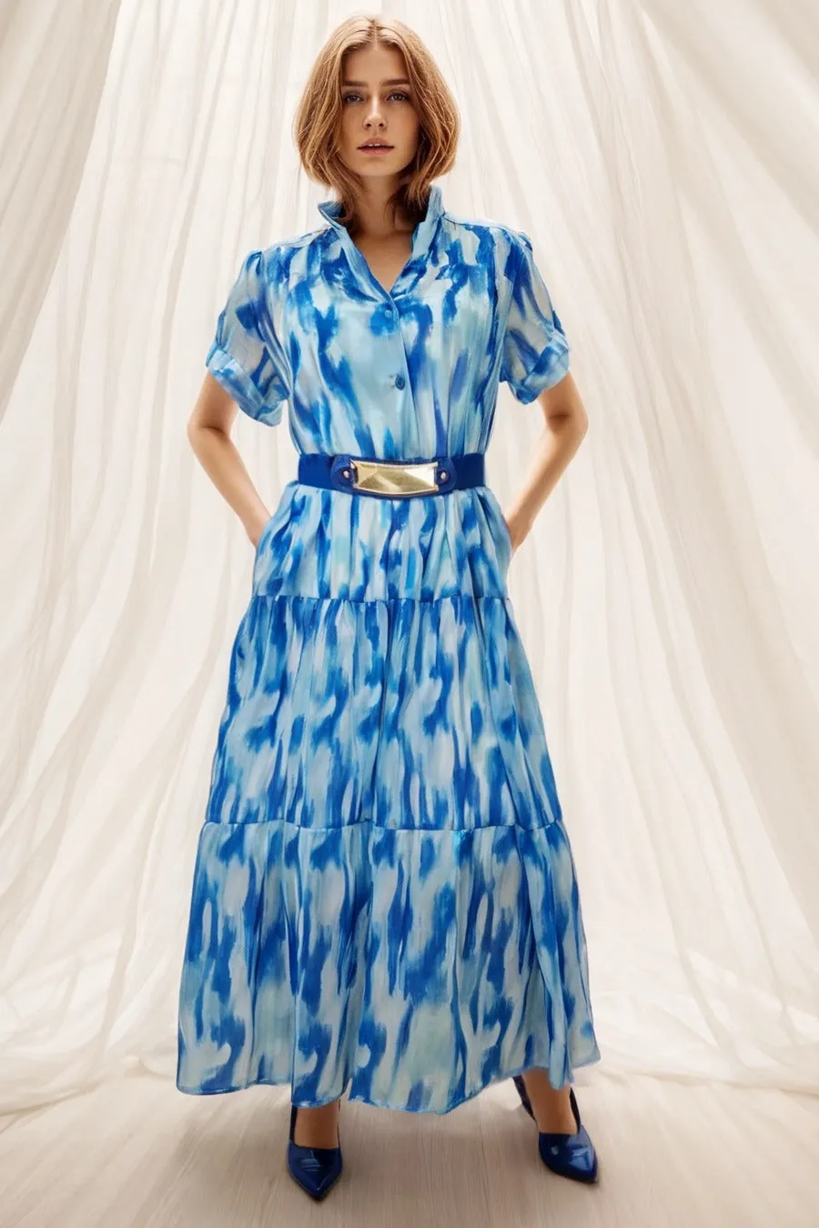 T18083 DRESS (GRN, BLUE)