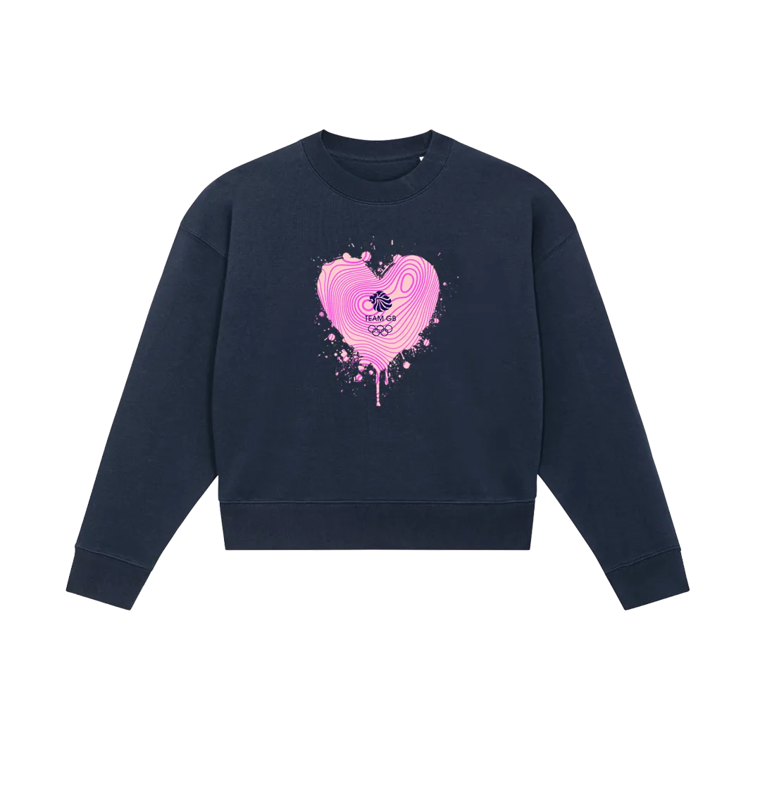 Team GB Graffiti Cropped Sweatshirt Navy