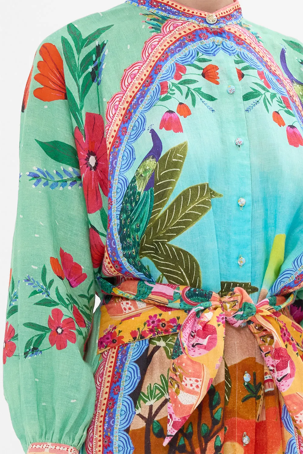 TIERED SHIRTDRESS WITH WIDE WAIST TIE QUEENS OF CREATION