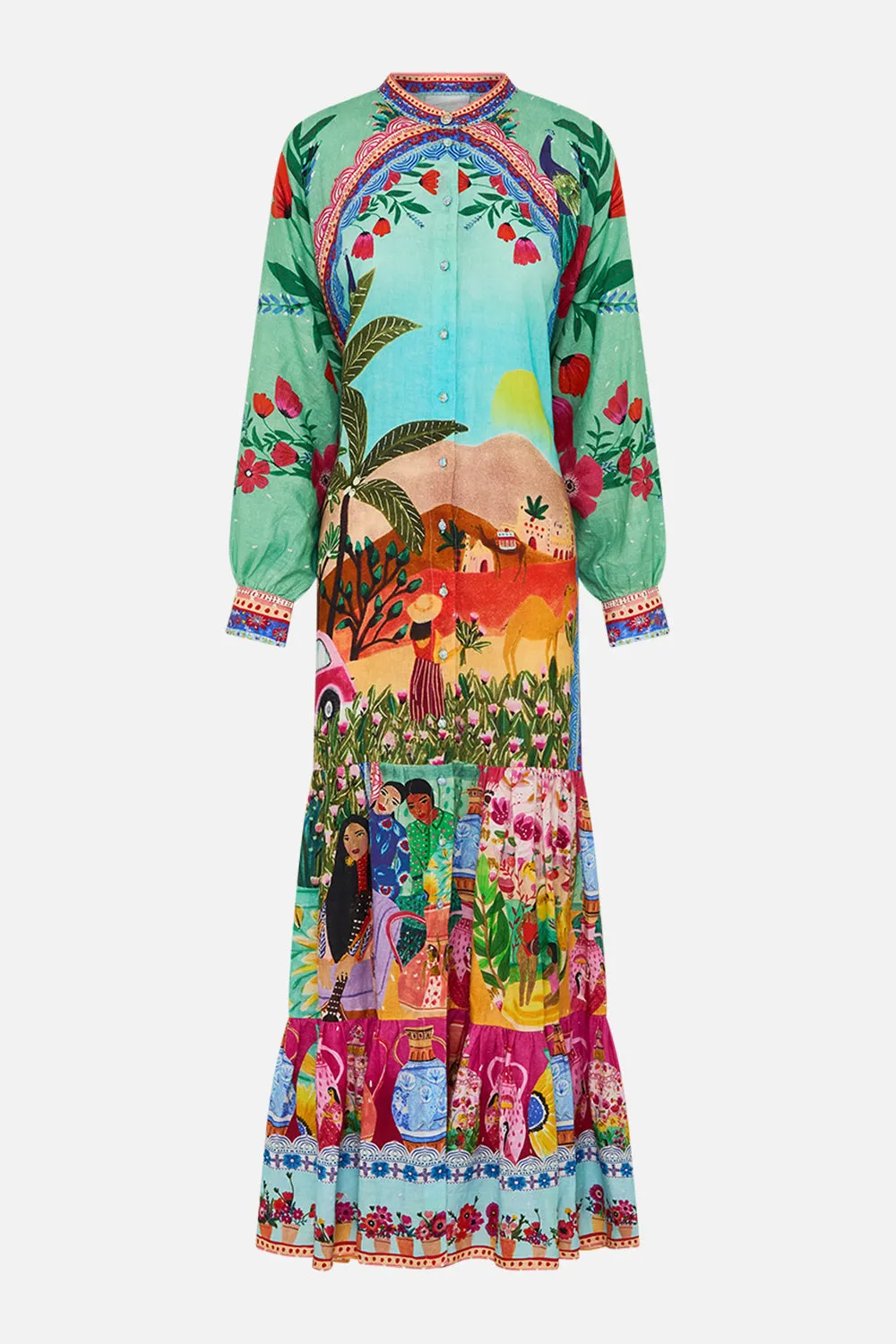 TIERED SHIRTDRESS WITH WIDE WAIST TIE QUEENS OF CREATION