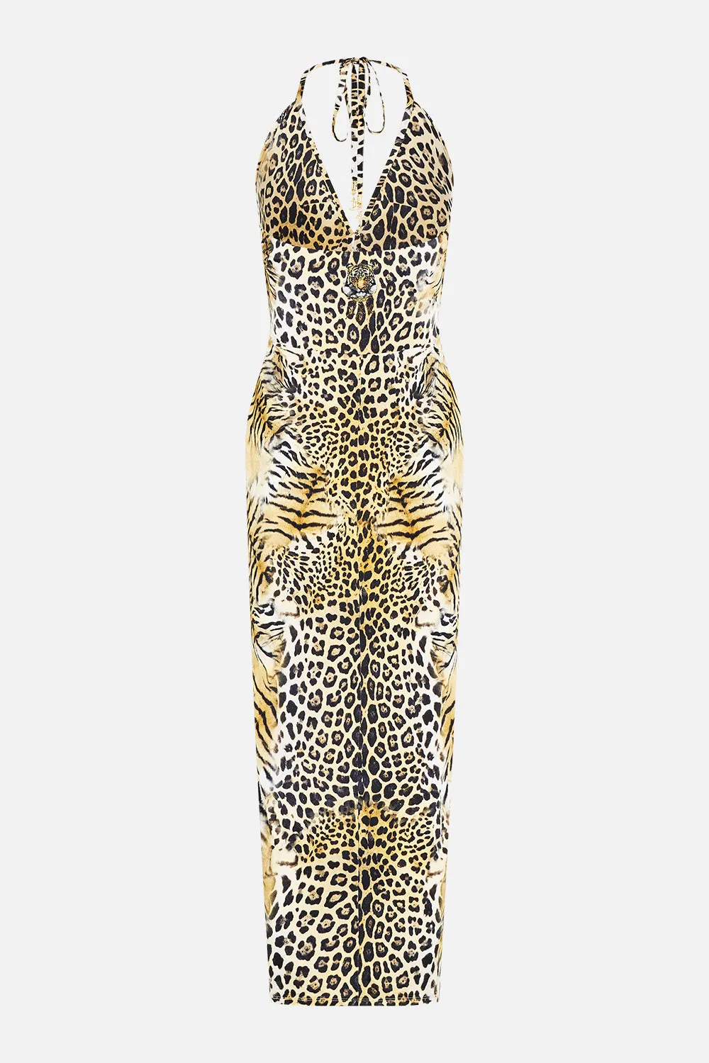 V NECK GATHERED JERSEY DRESS JAGUAR