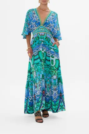 WAISTED DRESS WITH HEM RUFFLE LAND OF WONDER