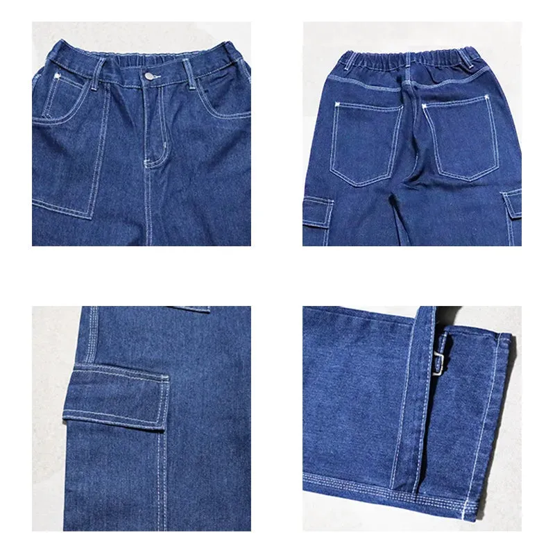 Wiaofellas  -  Men Jeans Wide Leg Denim pants Loose Straight Baggy Men's Jeans hip hop Streetwear Skateboard Neutral denim Trousers Cargo jeans