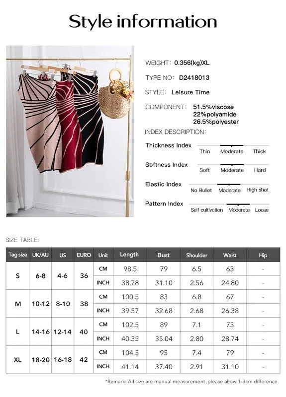 Women's Striped One Shoulder Dress Side Slit
