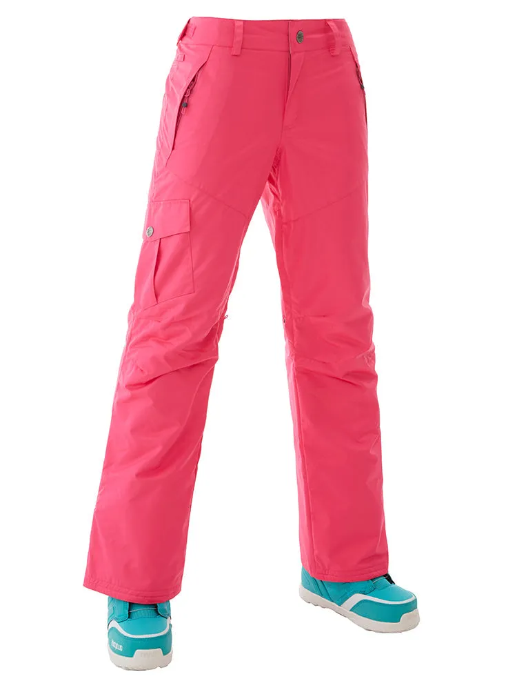 Women's Thermal Warm High Waterproof Windproof Pink Ski Pants Snow Pants