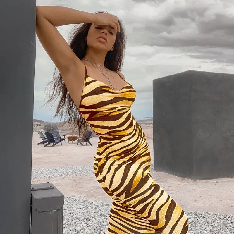 Zebra Print Chic Midi Dress - Culture Heaven Special