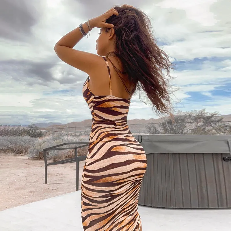 Zebra Print Chic Midi Dress - Culture Heaven Special